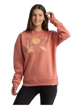 LIV Outdoor Womens Salmon Pink Life Integrity Earth Crewneck Sweatshirt Small